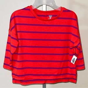 Old Navy Girl’s Oversized Red & Purple Stripe Top, Size XS (5)